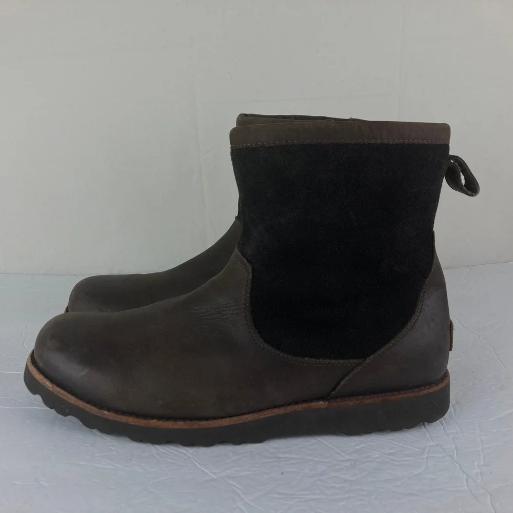 UGG Hannen Waterproof Boots Mens 12 Brown Leather‎ Suede Vibram Sole Shearling